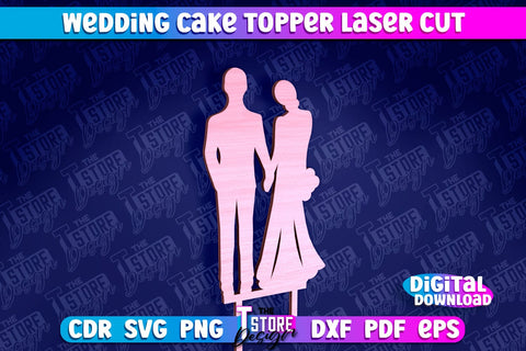 Wedding Cake Topper Laser Cut | Cake Topper Design | CNC File SVG The T Store Design 