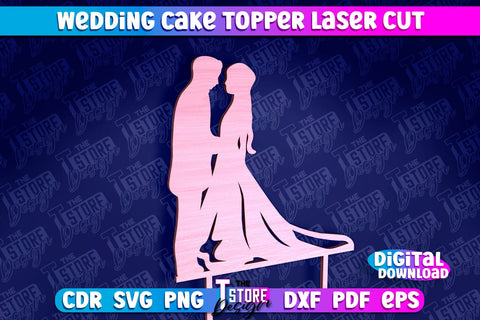 Wedding Cake Topper Laser Cut | Cake Topper Design | CNC File SVG The T Store Design 