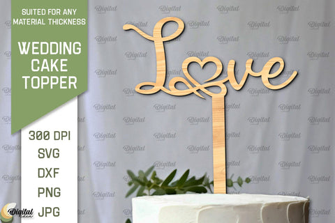 Wedding Cake Toppers Laser Cut Bundle. Wedding Decor SVG SVG Evgenyia Guschina 