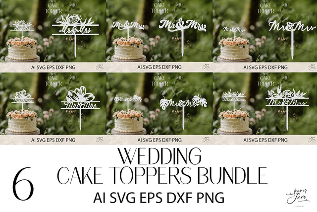 Wedding Cake Toppers SVG bundle SVG Paperjamlab 