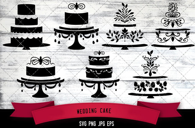 Wedding Cake Vector Bundle - JPG, SVG, PNG, EPS - Digital Download with Commercial License for Cricut, Silhouette, Scan N Cut Crafting SVG Loveleen Kaur 