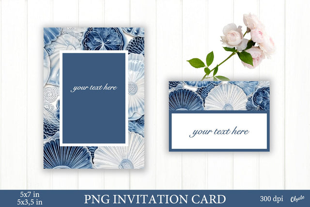 Wedding Card, Invitation Card, Birthday Card PNG. Blue Card PNG Sublimation Olga Terlyanskaya 