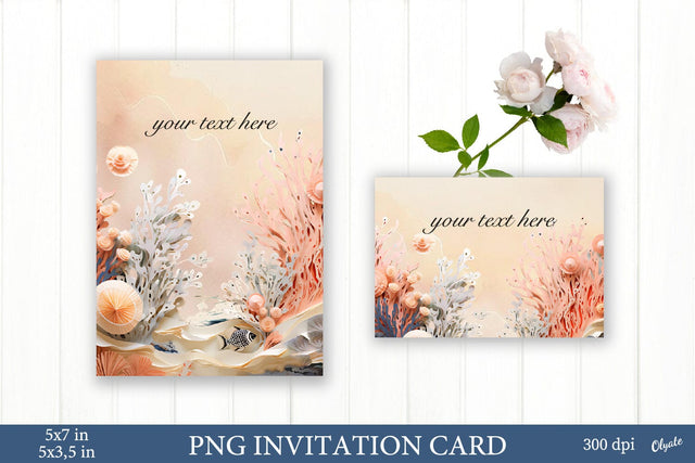 Wedding Card, Invitation Card, Birthday Card PNG. Sea Card PNG Sublimation Olga Terlyanskaya 