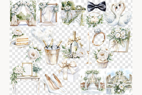 Wedding Clip Art | Bride And Groom PNG Elegant Ivory Scene SVG GlamArtZhanna 