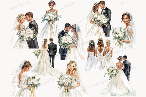 Wedding Clip Art | Bride And Groom PNG Elegant Ivory Scene SVG GlamArtZhanna 