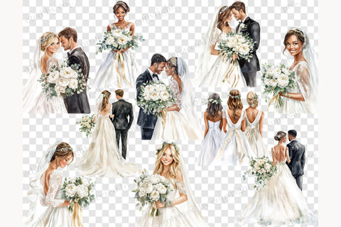 Wedding Clip Art | Bride And Groom PNG Elegant Ivory Scene SVG GlamArtZhanna 