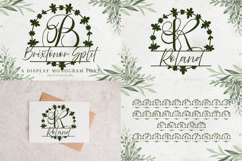 Wedding Crest Monogram Bundle + Plump Varsity Bonus Font Dm Letter Studio 