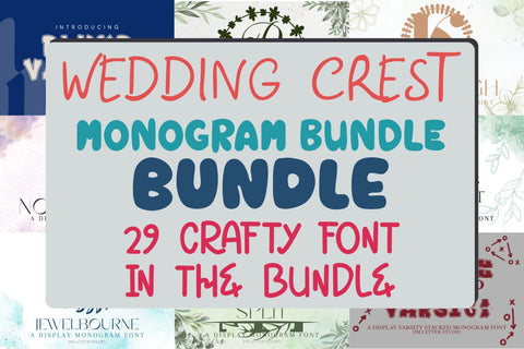 Wedding Crest Monogram Bundle + Plump Varsity Bonus Font Dm Letter Studio 