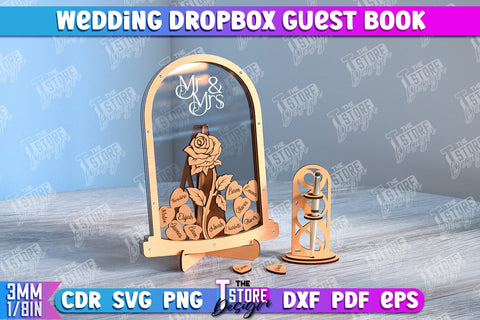 Wedding Drop Box Guestbook Bundle | Wedding Wishes | Template Wedding Dropbox | CNC File SVG The T Store Design 