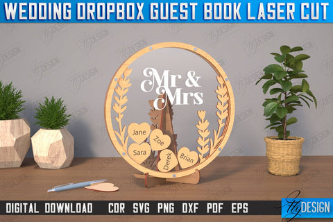 Wedding Drop Box Guestbook Bundle | Wedding Wishes | Template Wedding Dropbox | CNC Files SVG Fly Design 