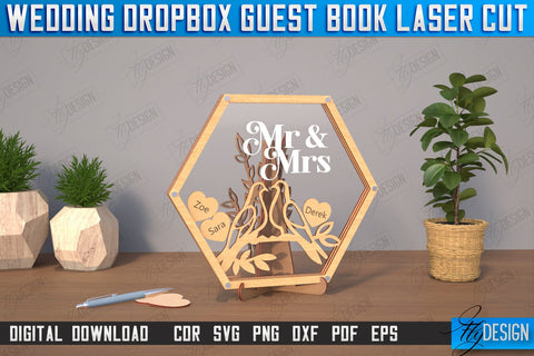 Wedding Drop Box Guestbook Bundle | Wedding Wishes | Template Wedding Dropbox | CNC Files SVG Fly Design 