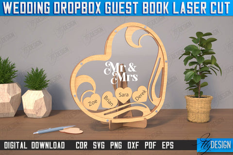 Wedding Drop Box Guestbook Bundle | Wedding Wishes | Template Wedding Dropbox | CNC Files SVG Fly Design 