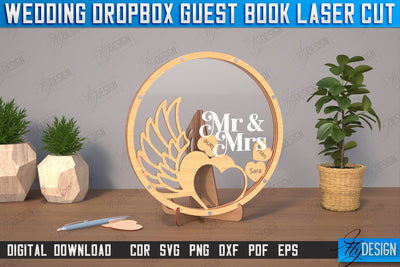 Wedding Drop Box Guestbook | Wedding Wishes | Template Wedding Dropbox | CNC File SVG Fly Design 