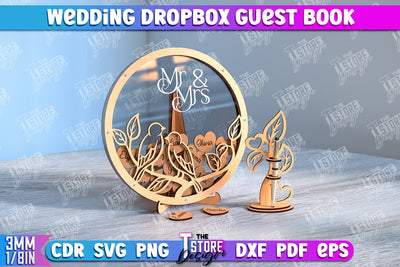 Wedding Drop Box Guestbook | Wedding Wishes | Template Wedding Dropbox | CNC File SVG The T Store Design 
