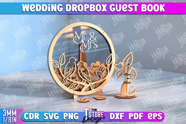 Wedding Drop Box Guestbook | Wedding Wishes | Template Wedding Dropbox | CNC File SVG The T Store Design 
