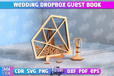 Wedding Drop Box Guestbook | Wedding Wishes | Template Wedding Dropbox | CNC File SVG The T Store Design 