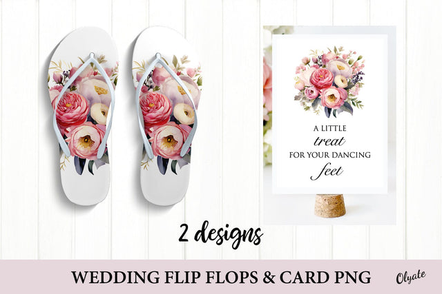 Wedding Flip Flops & Card PNG. A Little Treat For Your Dancing Feet Sublimation Olga Terlyanskaya 