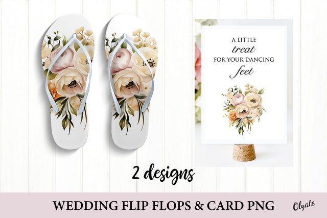 Wedding Flip Flops PNG. Wedding Card PNG. Wedding Favor Sublimation Olga Terlyanskaya 