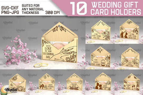 Wedding Gift Card Holders Laser Cut Bundle. Wedding Gift SVG SVG Evgenyia Guschina 