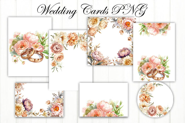 Wedding, Greeting, Invitation Card PNG. Flower Frame PNG Sublimation Olga Terlyanskaya 
