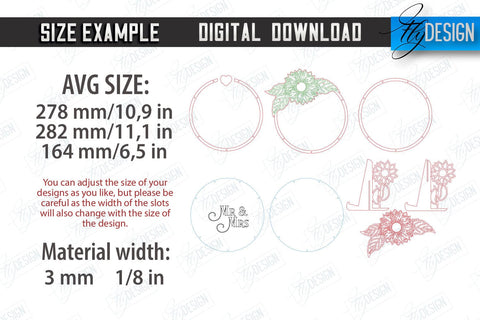 Wedding Guest Book Laser Cut Design, Wedding Sunflower Decor SVG Fly Design 
