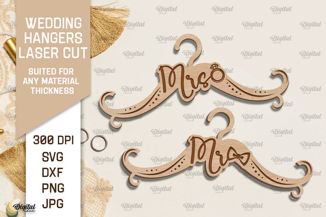 Wedding Hanger Laser Cut. Bride And Groom Hanger SVG SVG Evgenyia Guschina 