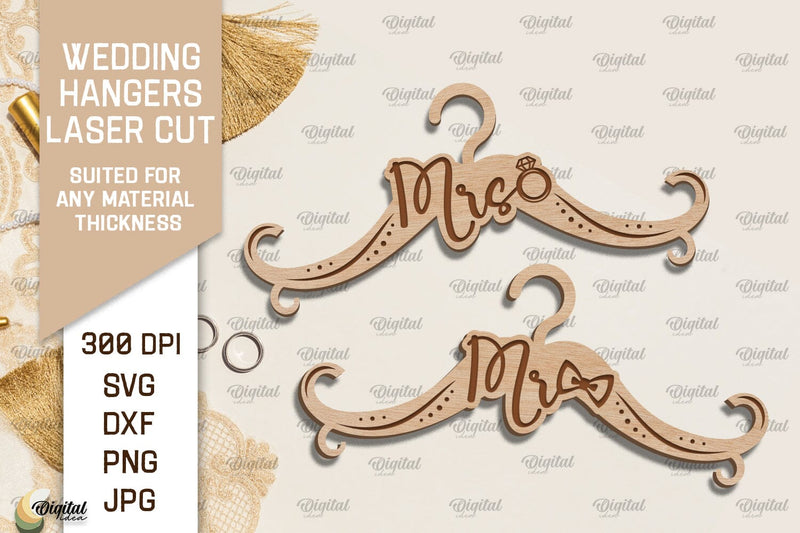 Wedding Hanger Laser Cut. Bride And Groom Hanger SVG SVG Evgenyia Guschina 