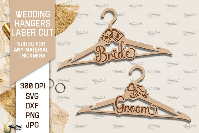 Wedding Hanger Laser Cut. Bride And Groom Hanger SVG SVG Evgenyia Guschina 