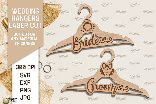 Wedding Hanger Laser Cut. Bride And Groom Hanger SVG SVG Evgenyia Guschina 