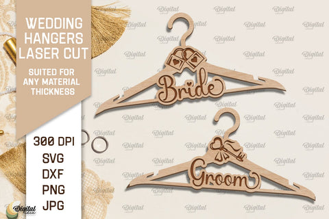 Wedding Hangers Laser Cut Bundle. Bride And Groom Hangers SVG SVG Evgenyia Guschina 