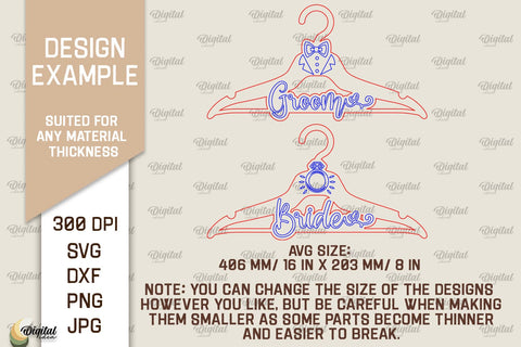 Wedding Hangers Laser Cut Bundle. Bride And Groom Hangers SVG SVG Evgenyia Guschina 