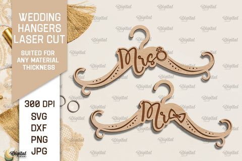 Wedding Hangers Laser Cut Bundle. Bride And Groom Hangers SVG SVG Evgenyia Guschina 