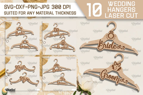 Wedding Hangers Laser Cut Bundle. Bride And Groom Hangers SVG SVG Evgenyia Guschina 