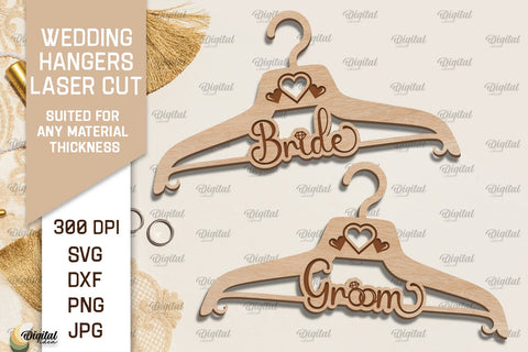 Wedding Hangers Laser Cut Bundle. Bride And Groom Hangers SVG SVG Evgenyia Guschina 