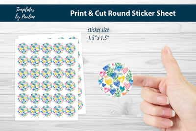 Wedding Heart Round Sticker Sheet SVG Templates by Pauline 