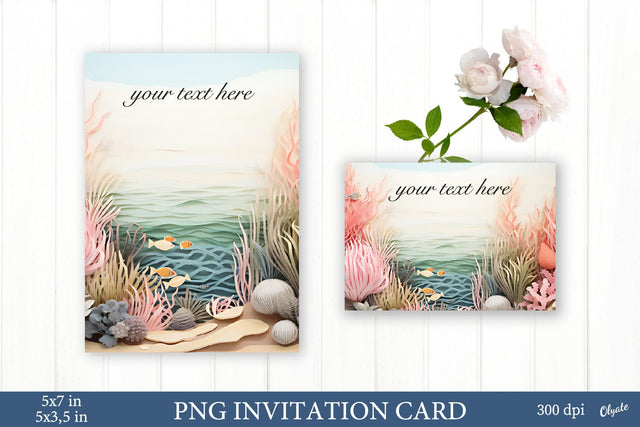 Wedding Invitation Card PNG. Sea Seashell Card PNG Sublimation Olga Terlyanskaya 