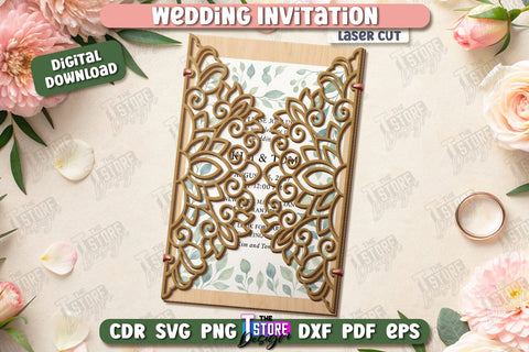 Wedding Invitation Laser Cut Bundle | Wedding Day | Wedding Party | Wedding Invitation Template | CNC Files SVG The T Store Design 