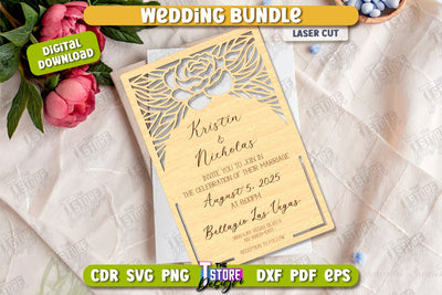 Wedding Invitation Laser Cut Design, Wedding Decor SVG The T Store Design 