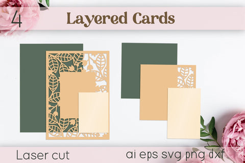 Wedding Invitation laser cut, Floral greeting card, 3d layered svg SVG AnastasiyaArtDesign 