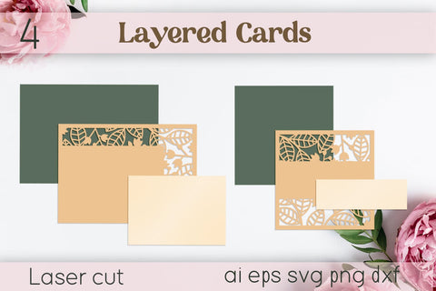 Wedding Invitation laser cut, Floral greeting card, 3d layered svg SVG AnastasiyaArtDesign 