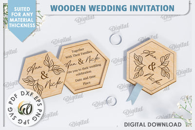 Wedding Invitation Laser Cut. Personalized Wood Invitation SVG Evgenyia Guschina 