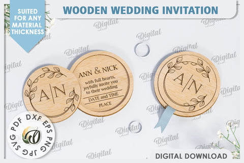 Wedding Invitation Laser Cut. Personalized Wood Invitation SVG Evgenyia Guschina 