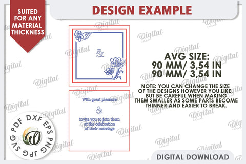 Wedding Invitation Laser Cut. Personalized Wood Invitation SVG Evgenyia Guschina 