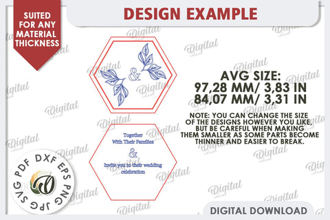 Wedding Invitation Laser Cut. Personalized Wood Invitation SVG Evgenyia Guschina 