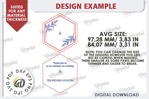 Wedding Invitation Laser Cut. Personalized Wood Invitation SVG Evgenyia Guschina 