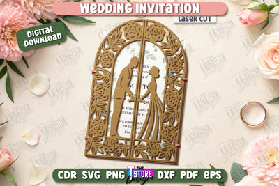 Wedding Invitation Laser Cut | Wedding Day | Wedding Party | Wedding Invitation Template | CNC File SVG The T Store Design 