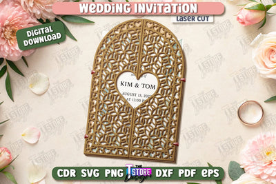 Wedding Invitation Laser Cut | Wedding Day | Wedding Party | Wedding Invitation Template | CNC File SVG The T Store Design 
