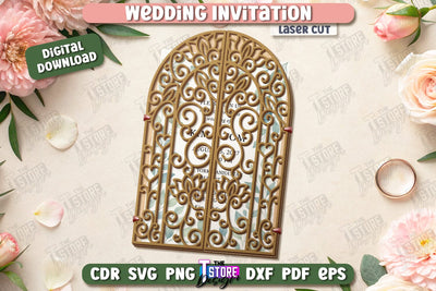 Wedding Invitation Laser Cut | Wedding Day | Wedding Party | Wedding Invitation Template | CNC File SVG The T Store Design 