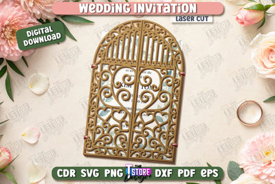 Wedding Invitation Laser Cut | Wedding Day | Wedding Party | Wedding Invitation Template | CNC File SVG The T Store Design 