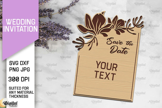 Wedding Invitation Laser Cut. Wooden Wedding Invitation SVG SVG Evgenyia Guschina 